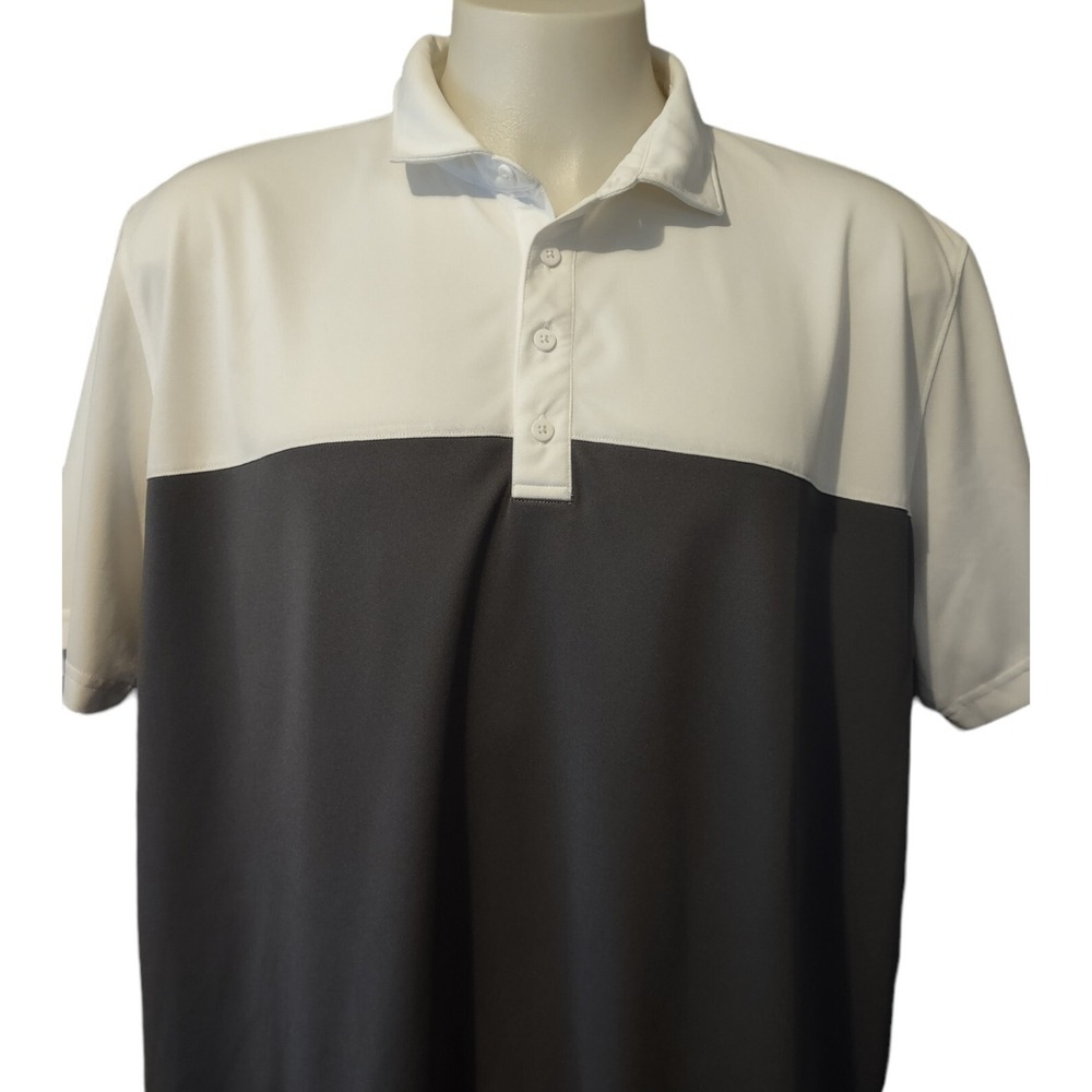 Matte‎ Grey Polo Shirt Men's 3XL Short Sleeve 4 Button Golf White Gray Collared